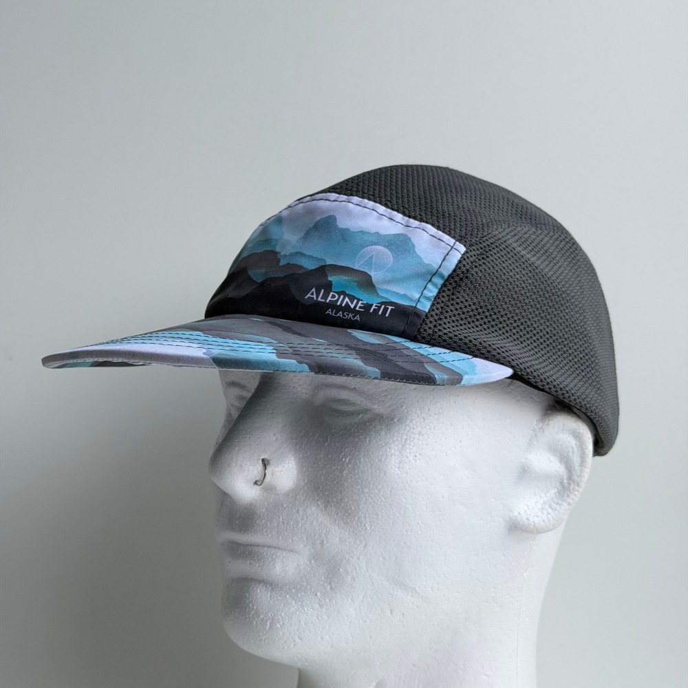Ambler Rambler Alpine Fit Panel Hat Gray Blue Running Mesh Snapback Cap Outdoor